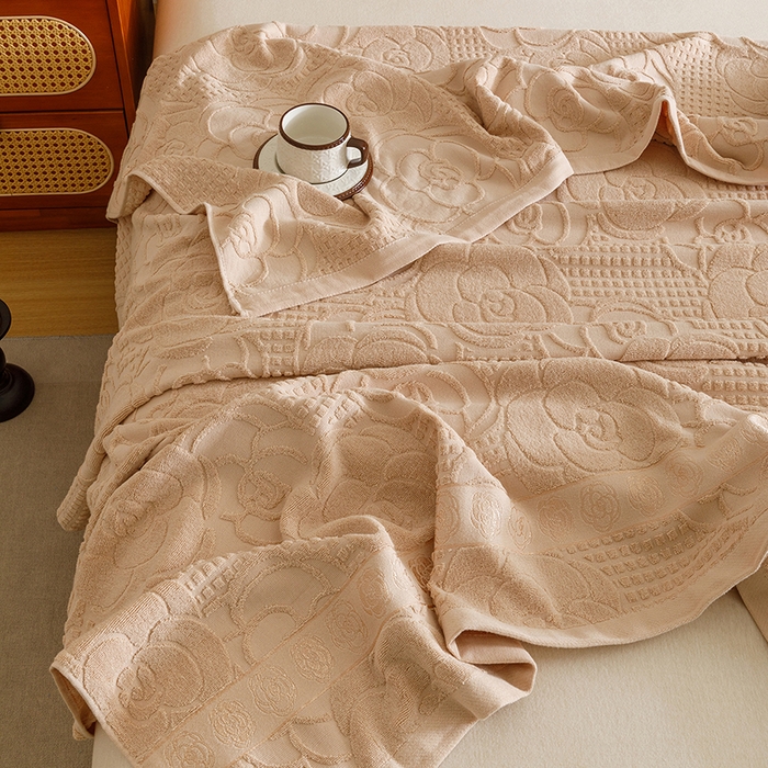 91家纺网 家纺一手货源 找家纺 悦然毛巾被 2026新款全棉老式毛巾被夏被空调毯 山茶旧梦咖啡