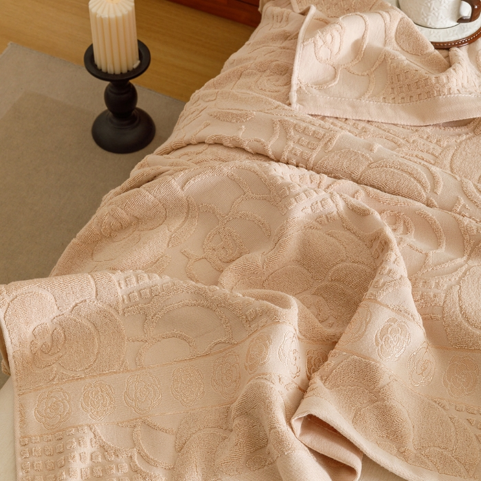 91家纺网 家纺一手货源 找家纺 悦然毛巾被 2026新款全棉老式毛巾被夏被空调毯 山茶旧梦咖啡