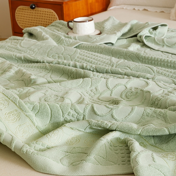 91家纺网 家纺一手货源 找家纺 悦然毛巾被 2026新款全棉老式毛巾被夏被空调毯 山茶旧梦灰青