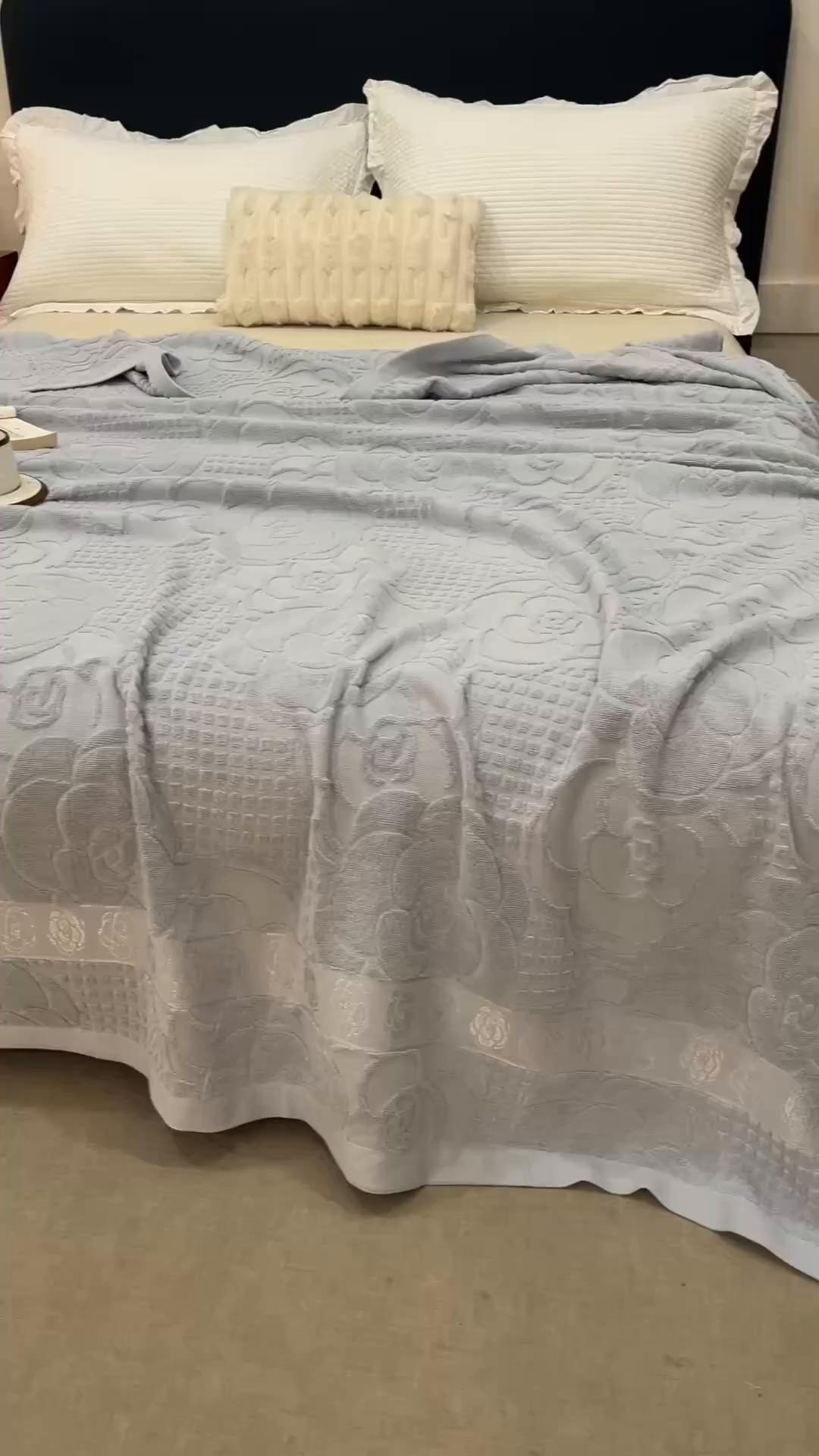 91家纺网 家纺一手货源 找家纺 悦然毛巾被 2026新款全棉老式毛巾被夏被空调毯 山茶旧梦浅灰