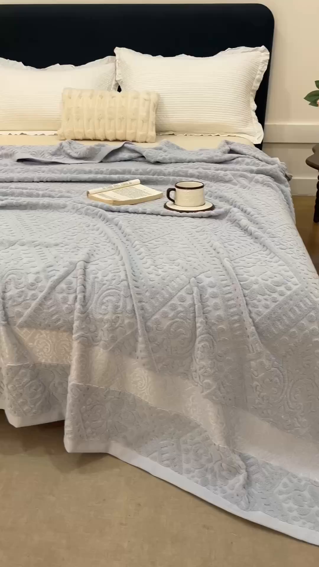 91家纺网 家纺一手货源 找家纺 悦然毛巾被 2026新款全棉老式毛巾被夏被空调毯 菱纹浅灰