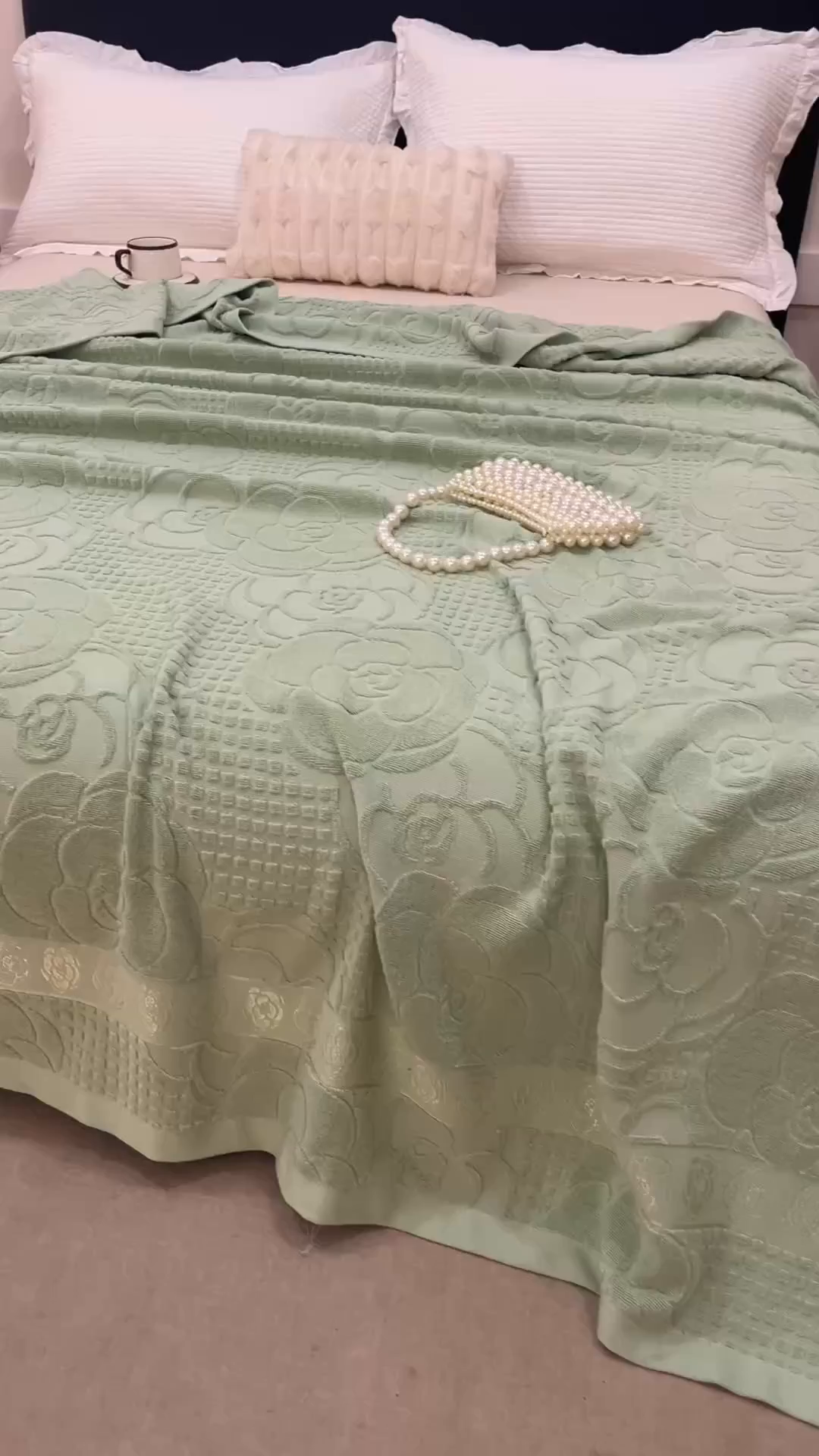 91家纺网 家纺一手货源 找家纺 悦然毛巾被 2026新款全棉老式毛巾被夏被空调毯 山茶旧梦灰青