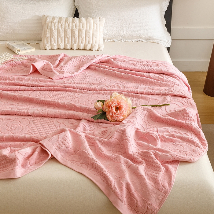 91家纺网 家纺一手货源 找家纺 悦然毛巾被 2026新款全棉老式毛巾被夏被空调毯 山茶旧梦豆纱