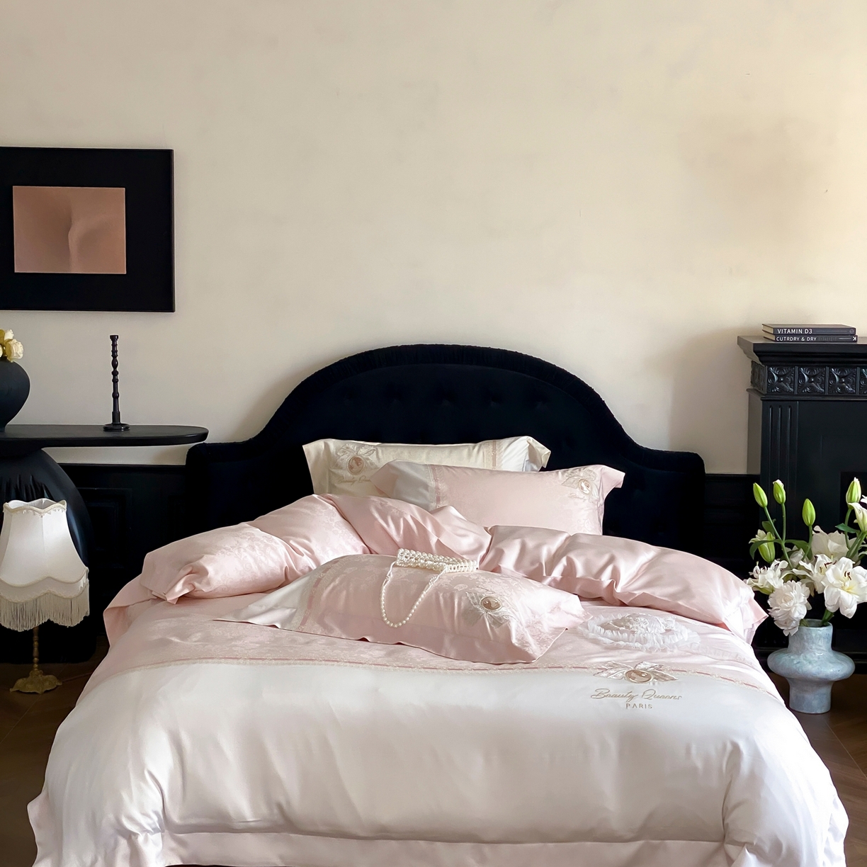 91家纺网 家纺一手货源 找家纺 （总）初拾 2026春夏新款全棉纯棉蕾丝提花绣花四件套-巴黎恋人