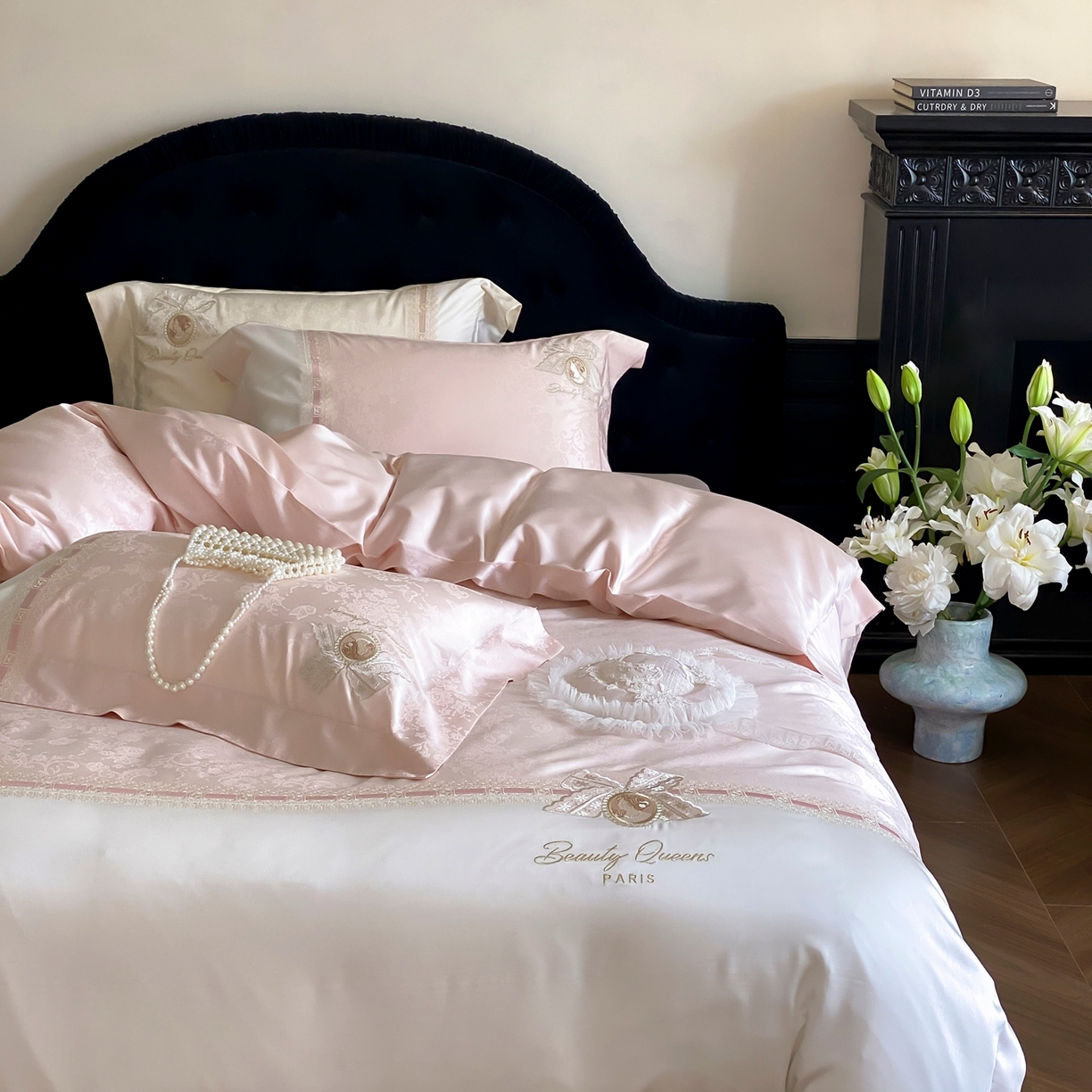 91家纺网 家纺一手货源 找家纺 （总）初拾 2026新款全棉“小清新”毛巾绣四件套—白山茶 （会员减20 控价： 日常券后不低于368元）