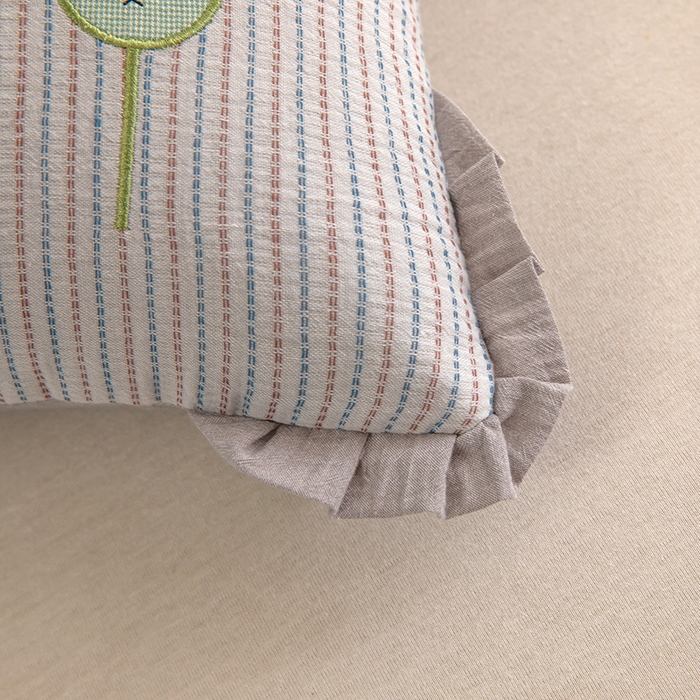 91家纺网 家纺一手货源 找家纺 梦莱家纺 2026新款自然棉麻荞麦护颈枕枕头枕芯 气球小熊-灰色