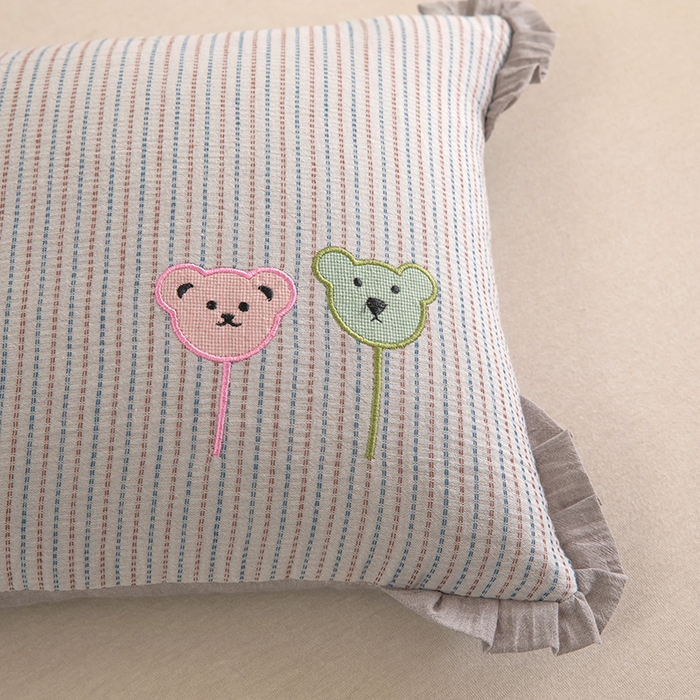 91家纺网 家纺一手货源 找家纺 梦莱家纺 2026新款自然棉麻荞麦护颈枕枕头枕芯 气球小熊-灰色