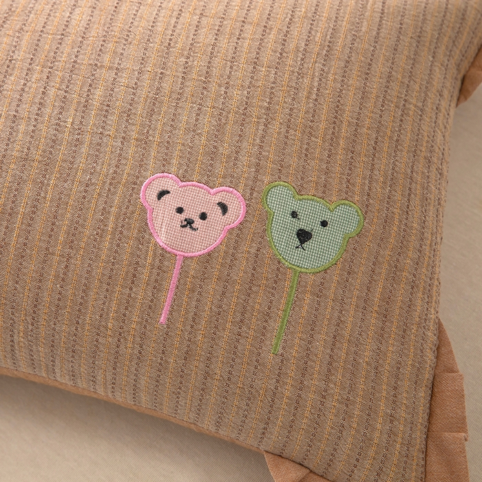 91家纺网 家纺一手货源 找家纺 梦莱家纺 2026新款自然棉麻荞麦护颈枕枕头枕芯 气球小熊-咖色