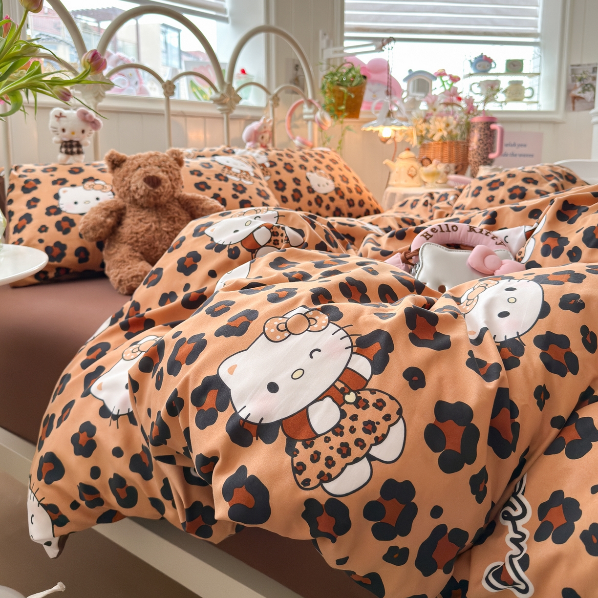 91家纺网 家纺一手货源 找家纺 卡斯诺家纺馆 2026新款卡通水洗云朵棉四件套下载文件包含买家秀 豹纹猫咪-咖