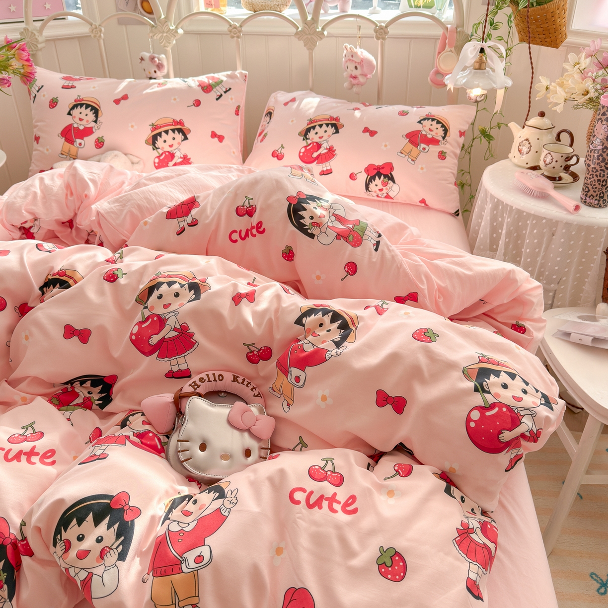 91家纺网 家纺一手货源 找家纺 卡斯诺家纺馆 2026新款卡通水洗云朵棉四件套下载文件包含买家秀 草莓女孩