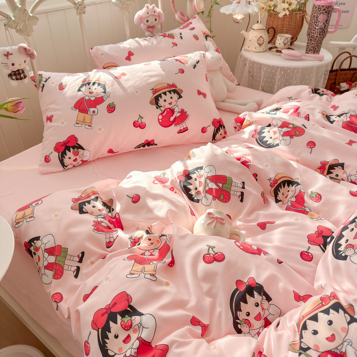 91家纺网 家纺一手货源 找家纺 卡斯诺家纺馆 2026新款卡通水洗云朵棉四件套下载文件包含买家秀 草莓女孩