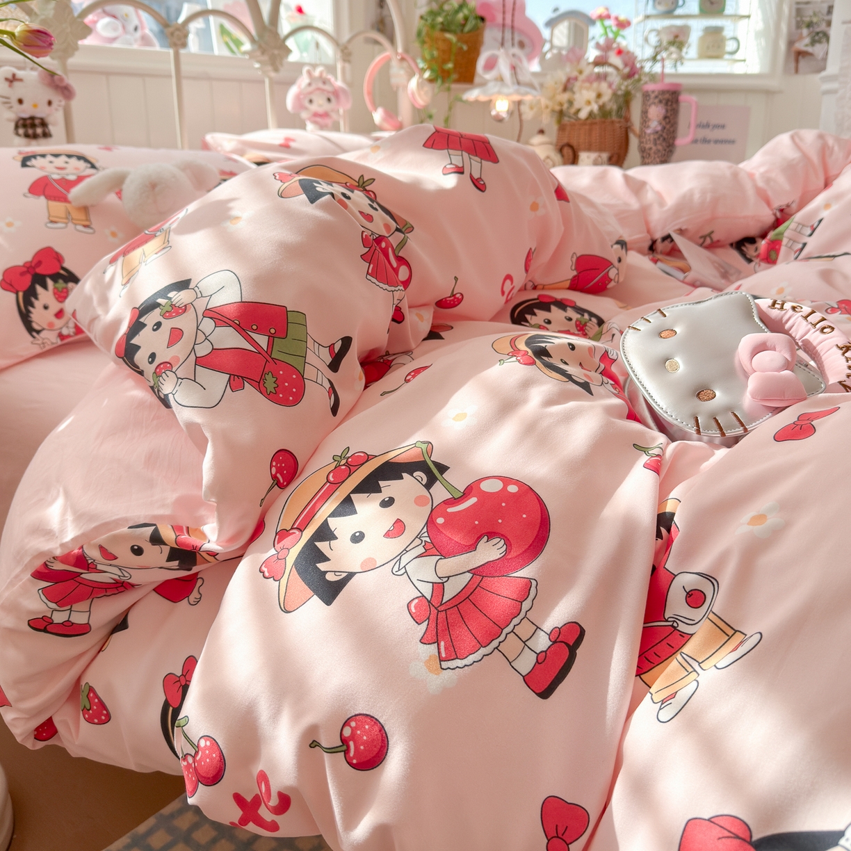 91家纺网 家纺一手货源 找家纺 卡斯诺家纺馆 2026新款卡通水洗云朵棉四件套下载文件包含买家秀 草莓女孩