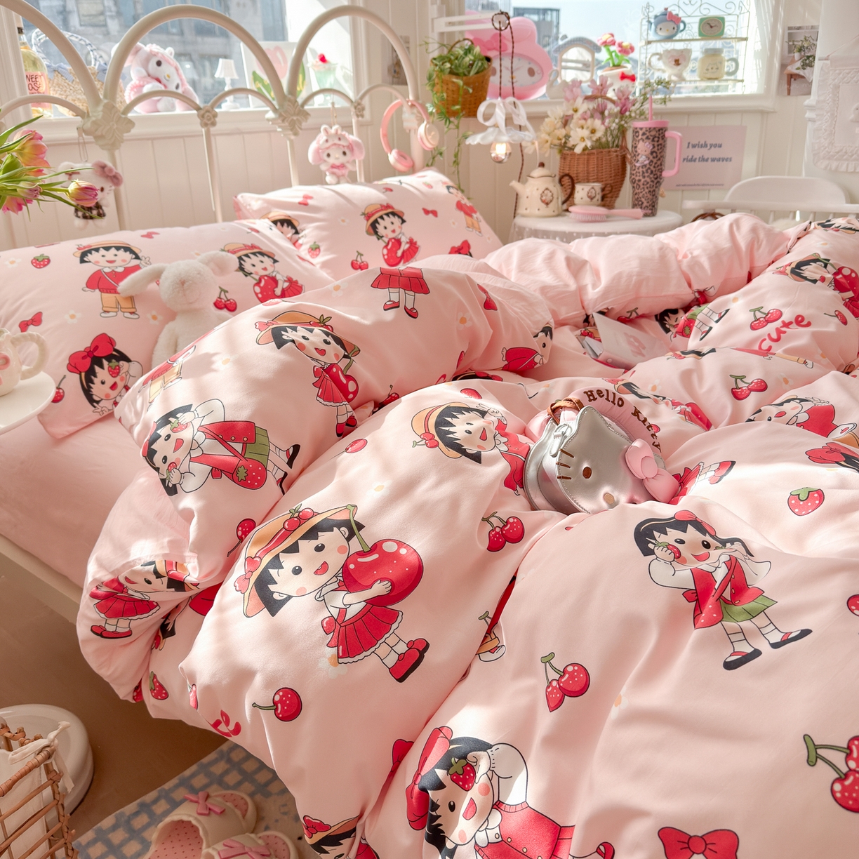 91家纺网 家纺一手货源 找家纺 卡斯诺家纺馆 2026新款卡通水洗云朵棉四件套下载文件包含买家秀 草莓女孩