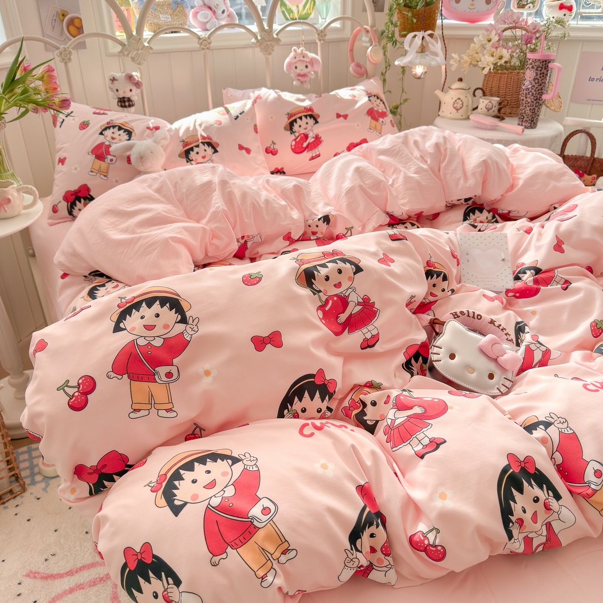 91家纺网 家纺一手货源 找家纺 卡斯诺家纺馆 2026新款卡通水洗云朵棉四件套下载文件包含买家秀 草莓女孩