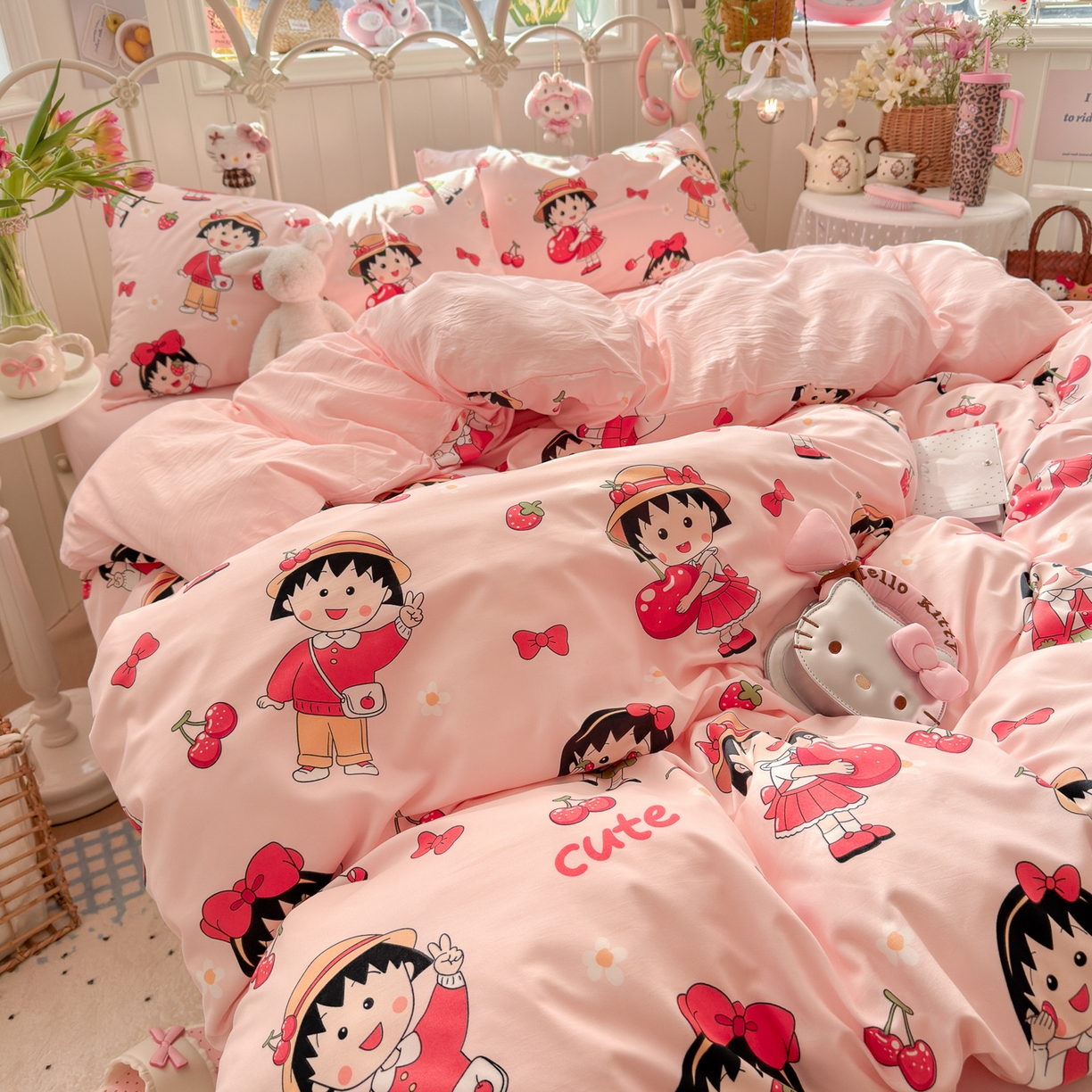 91家纺网 家纺一手货源 找家纺 卡斯诺家纺馆 2026新款卡通水洗云朵棉四件套下载文件包含买家秀 草莓女孩