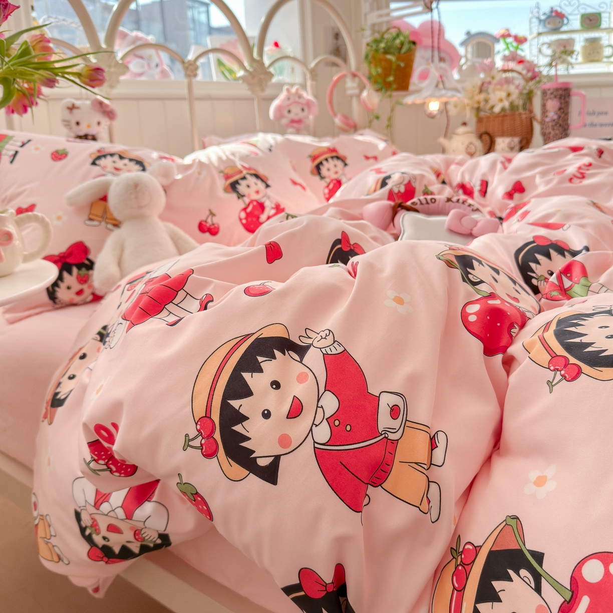 91家纺网 家纺一手货源 找家纺 卡斯诺家纺馆 2026新款卡通水洗云朵棉四件套下载文件包含买家秀 草莓女孩