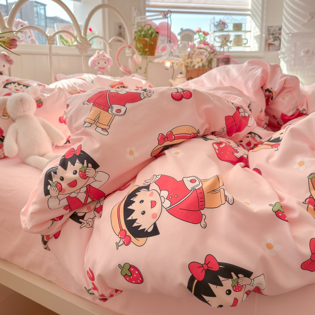 91家纺网 家纺一手货源 找家纺 卡斯诺家纺馆 2026新款卡通水洗云朵棉四件套下载文件包含买家秀 草莓女孩