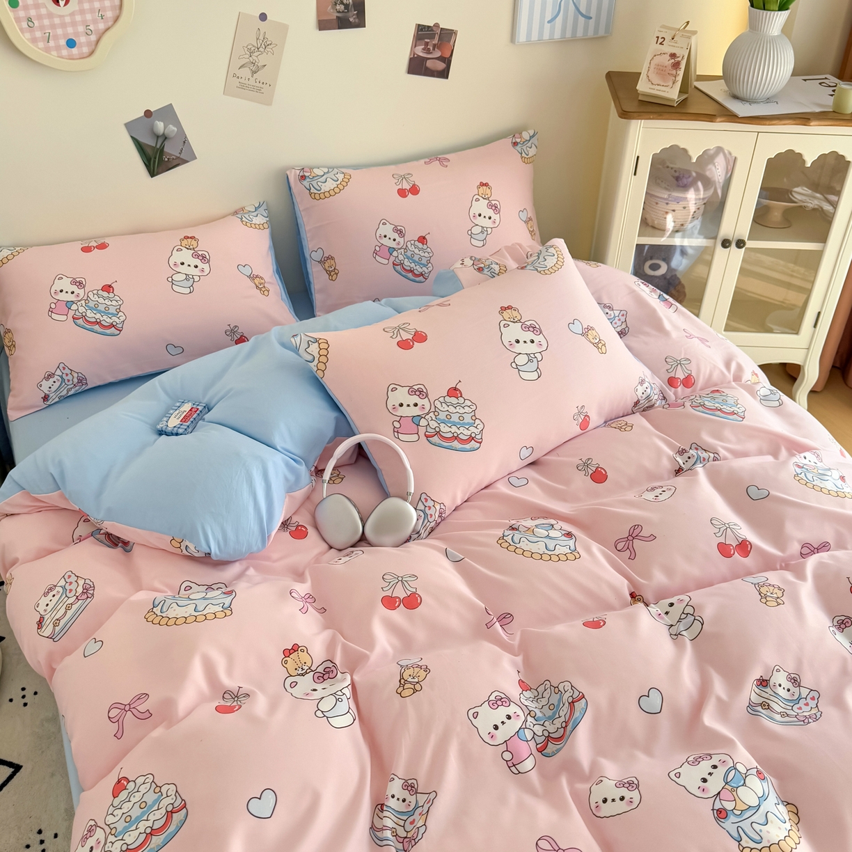 91家纺网 家纺一手货源 找家纺 卡斯诺家纺馆 2026新款卡通水洗云朵棉四件套下载文件包含买家秀 蛋糕KT