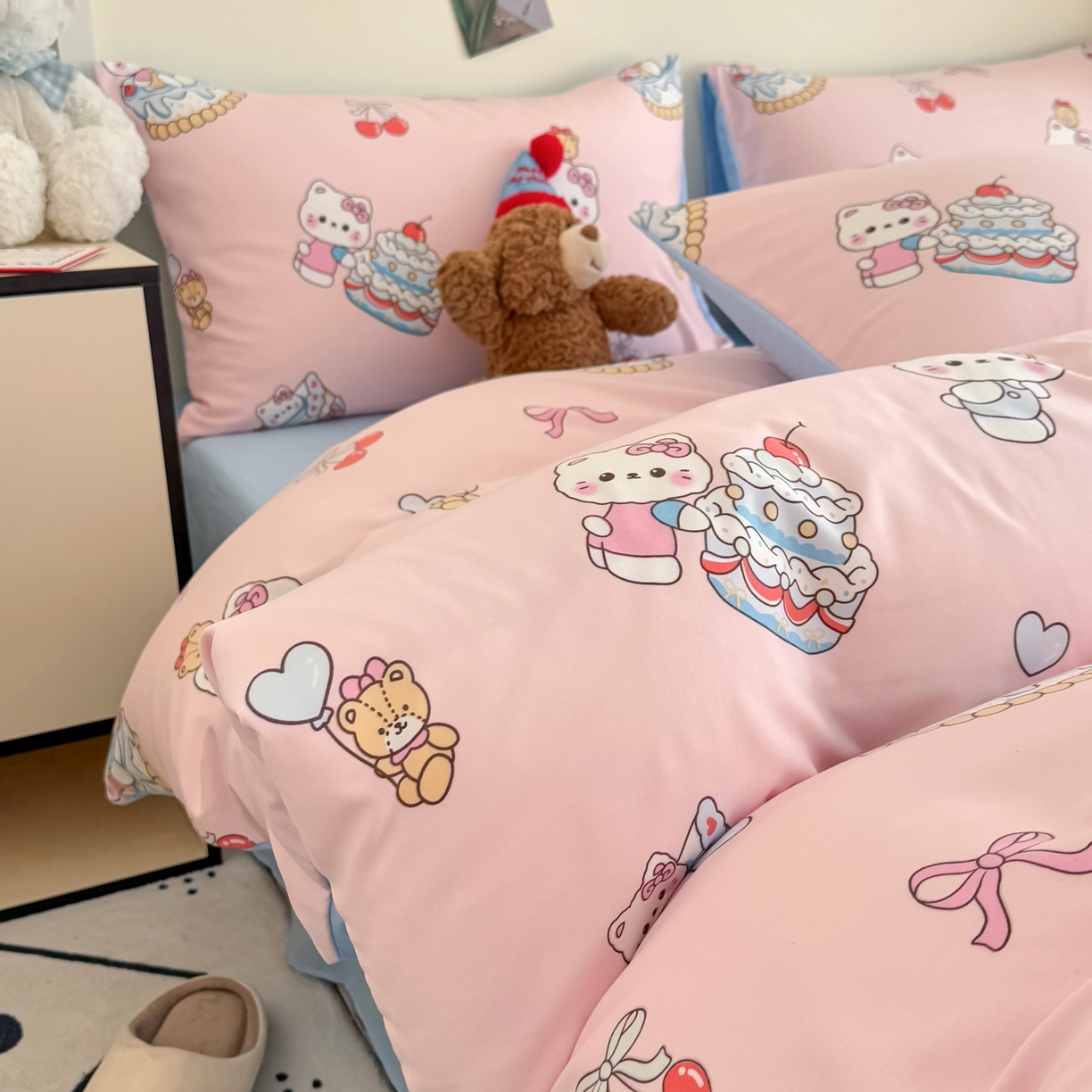 91家纺网 家纺一手货源 找家纺 卡斯诺家纺馆 2026新款卡通水洗云朵棉四件套下载文件包含买家秀 蛋糕KT