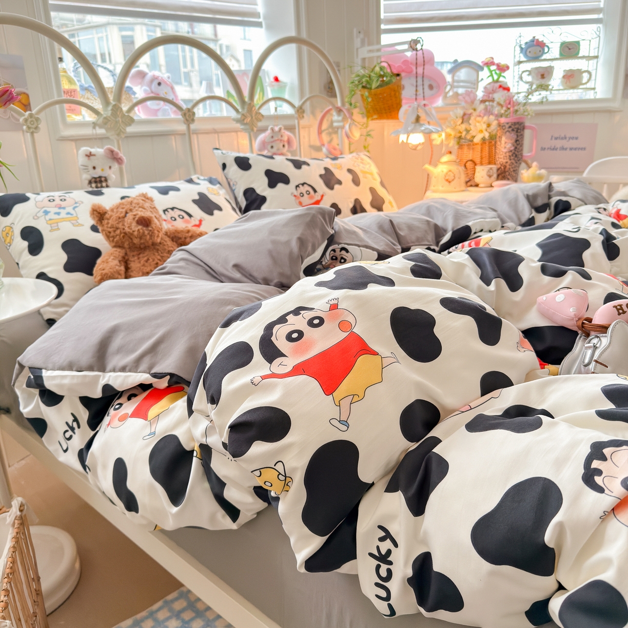 91家纺网 家纺一手货源 找家纺 卡斯诺家纺馆 2026新款卡通水洗云朵棉四件套下载文件包含买家秀 动感涂鸭