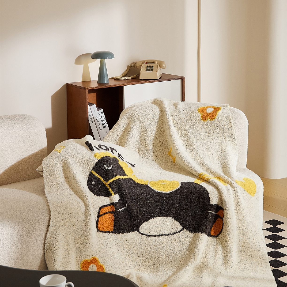 91家纺网 家纺一手货源 找家纺 （总）暖绵绵家纺 2026新款半边绒小马针织毯-星澄（本款券后/折后零售价不得低于173元）