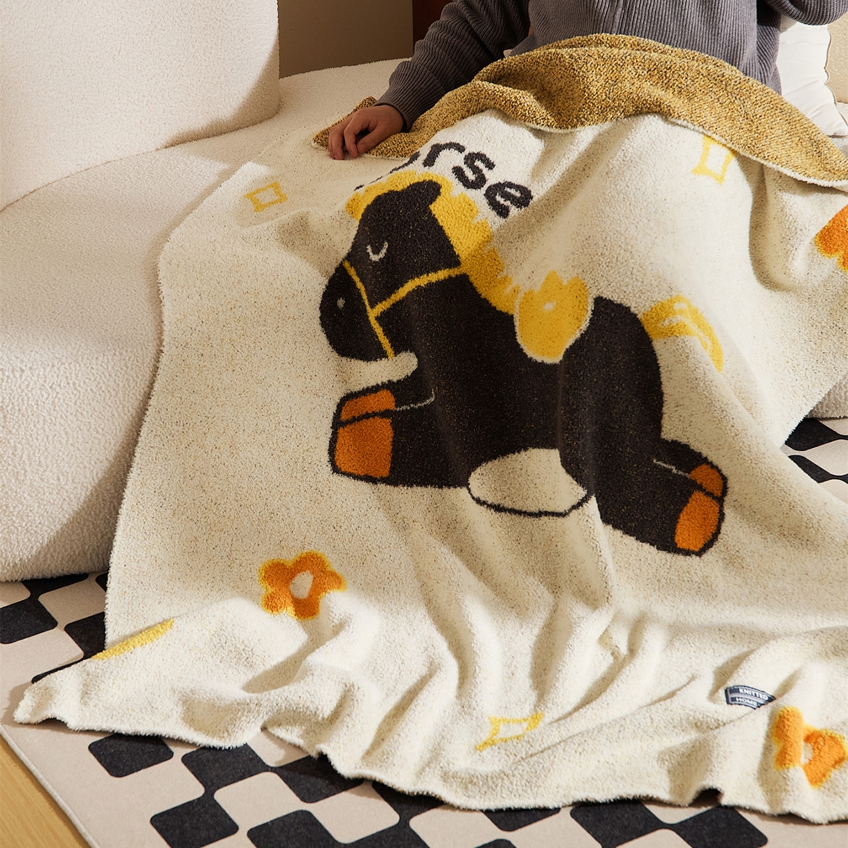 91家纺网 家纺一手货源 找家纺 （总）暖绵绵家纺 2026新款半边绒小马针织毯-星澄（本款券后/折后零售价不得低于173元）