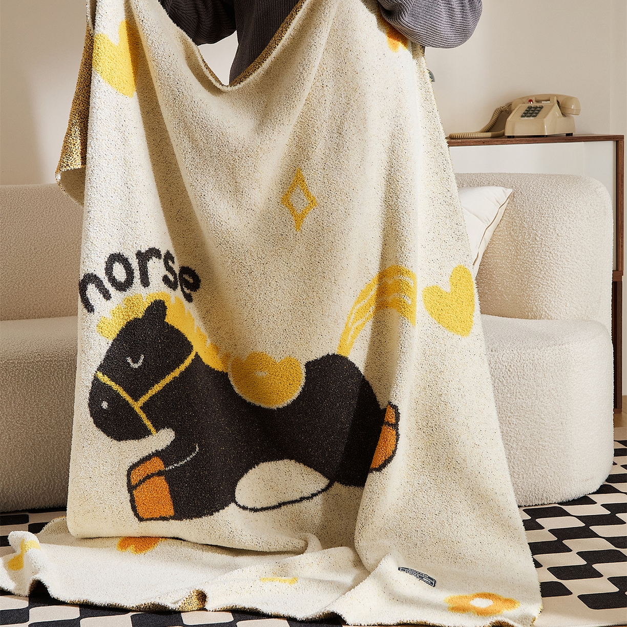 91家纺网 家纺一手货源 找家纺 （总）暖绵绵家纺 2026新款半边绒小马针织毯-星澄（本款券后/折后零售价不得低于173元）