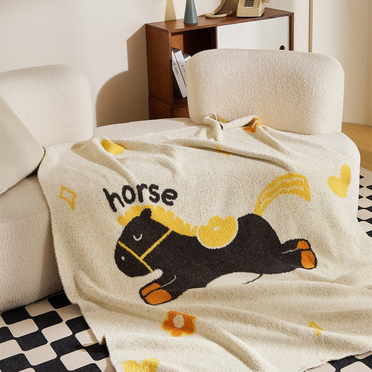 91家纺网 家纺一手货源 找家纺 （总）暖绵绵家纺 2026新款半边绒小马针织毯-星澄（本款券后/折后零售价不得低于173元）