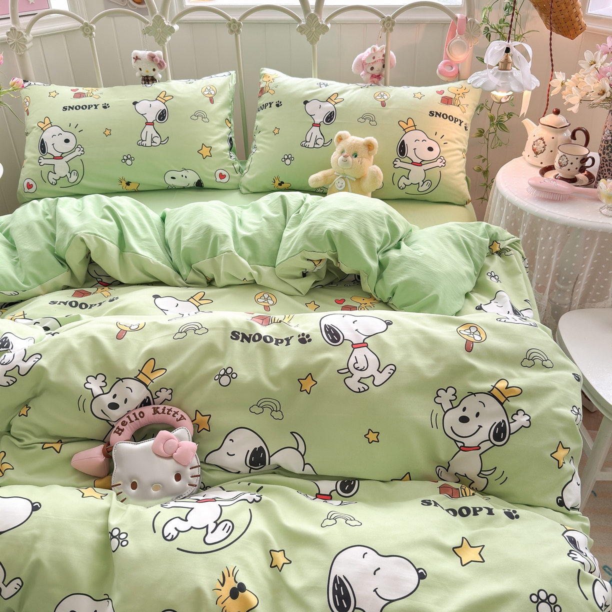 91家纺网 家纺一手货源 找家纺 卡斯诺家纺馆 2026新款卡通水洗云朵棉四件套下载文件包含买家秀 花生布丁狗