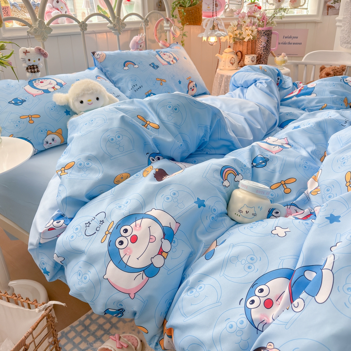 91家纺网 家纺一手货源 找家纺 卡斯诺家纺馆 2026新款卡通水洗云朵棉四件套下载文件包含买家秀 机器猫