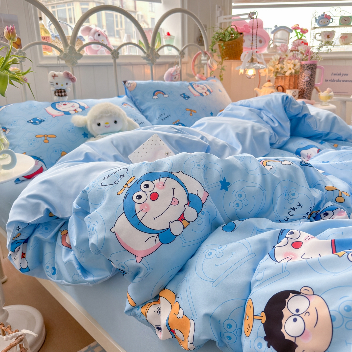 91家纺网 家纺一手货源 找家纺 卡斯诺家纺馆 2026新款卡通水洗云朵棉四件套下载文件包含买家秀 机器猫