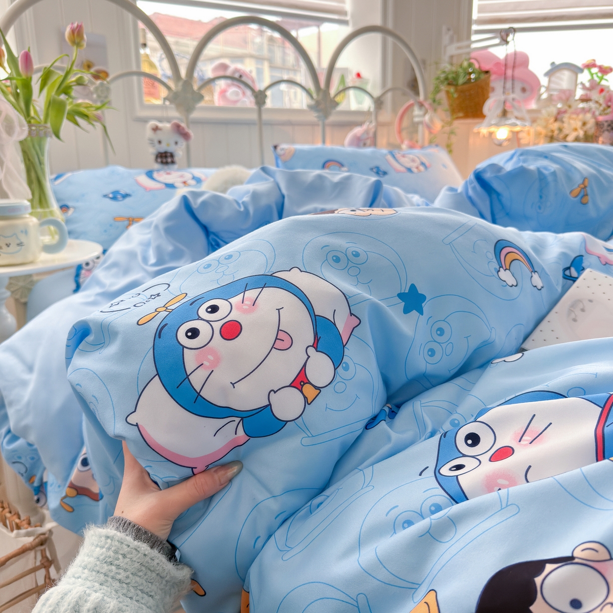 91家纺网 家纺一手货源 找家纺 卡斯诺家纺馆 2026新款卡通水洗云朵棉四件套下载文件包含买家秀 机器猫