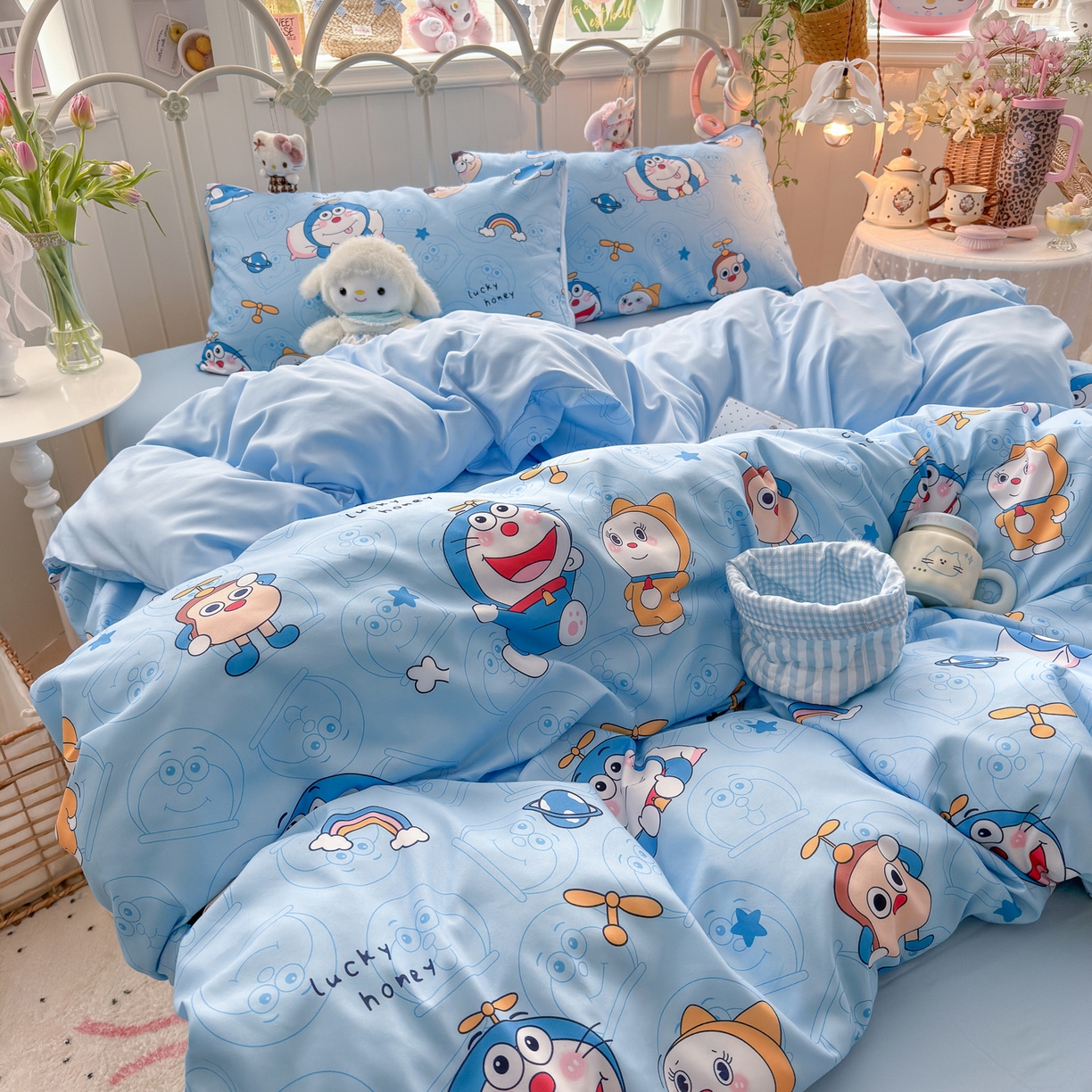 91家纺网 家纺一手货源 找家纺 卡斯诺家纺馆 2026新款卡通水洗云朵棉四件套下载文件包含买家秀 机器猫