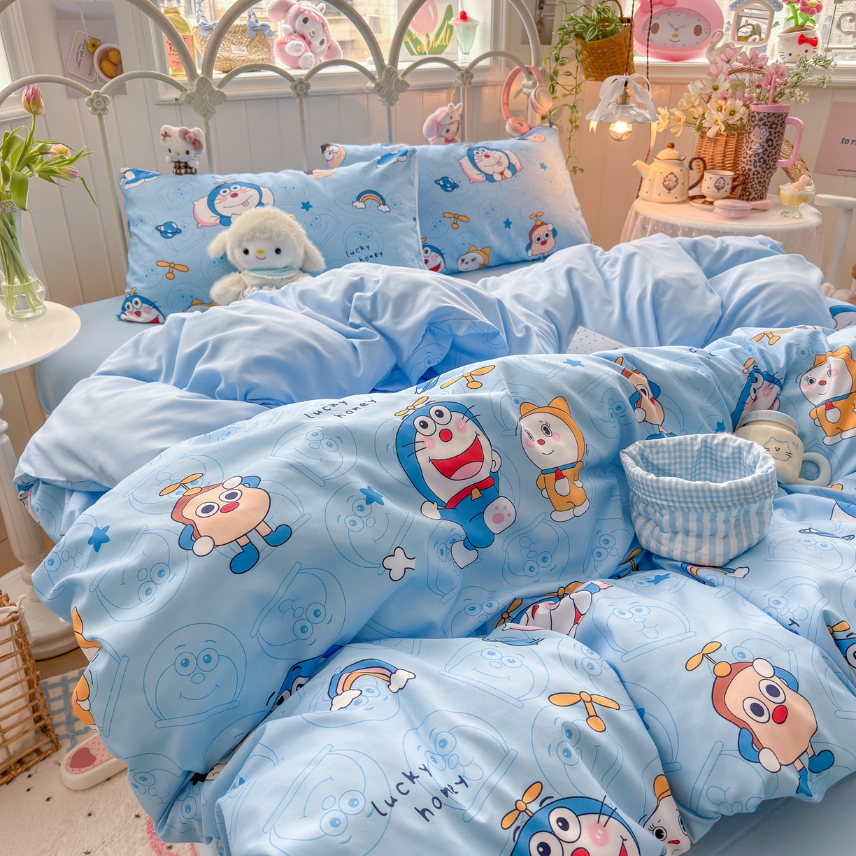 91家纺网 家纺一手货源 找家纺 卡斯诺家纺馆 2026新款卡通水洗云朵棉四件套下载文件包含买家秀 机器猫