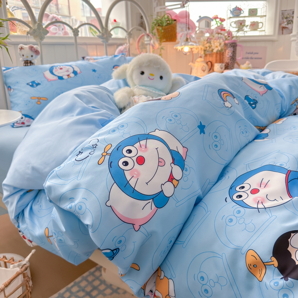 91家纺网 家纺一手货源 找家纺 卡斯诺家纺馆 2026新款卡通水洗云朵棉四件套下载文件包含买家秀 机器猫