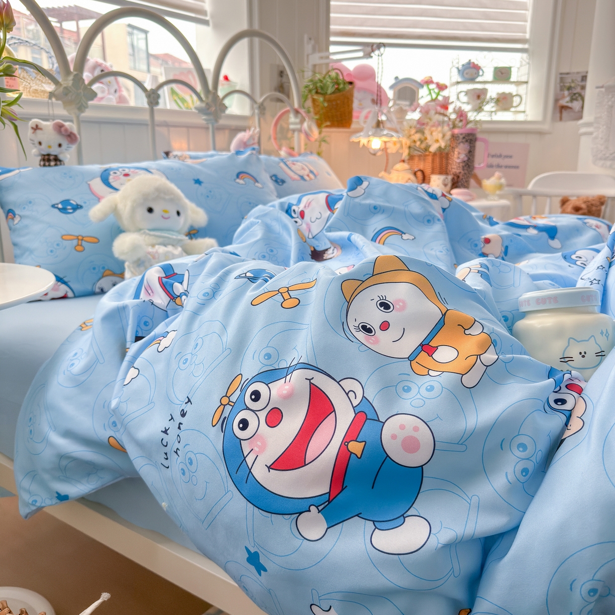 91家纺网 家纺一手货源 找家纺 卡斯诺家纺馆 2026新款卡通水洗云朵棉四件套下载文件包含买家秀 机器猫