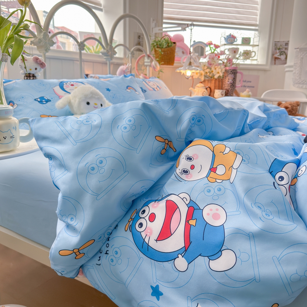 91家纺网 家纺一手货源 找家纺 卡斯诺家纺馆 2026新款卡通水洗云朵棉四件套下载文件包含买家秀 机器猫