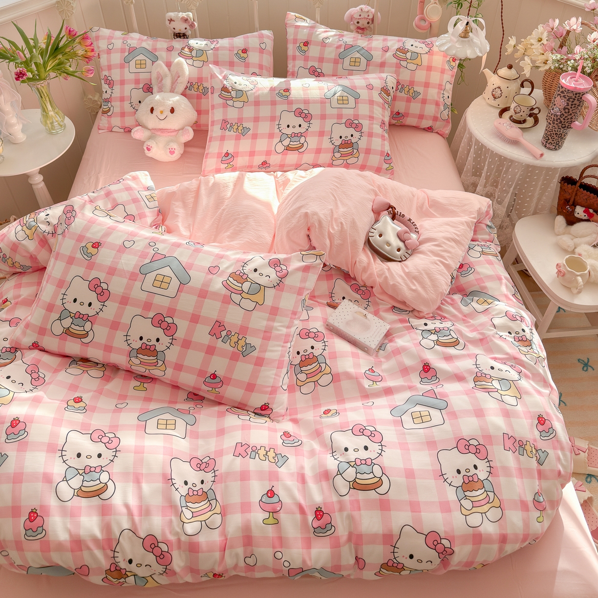 卡斯诺家纺馆 2026新款卡通水洗云朵棉四件套下载文件包含买家秀 甜梦小喵