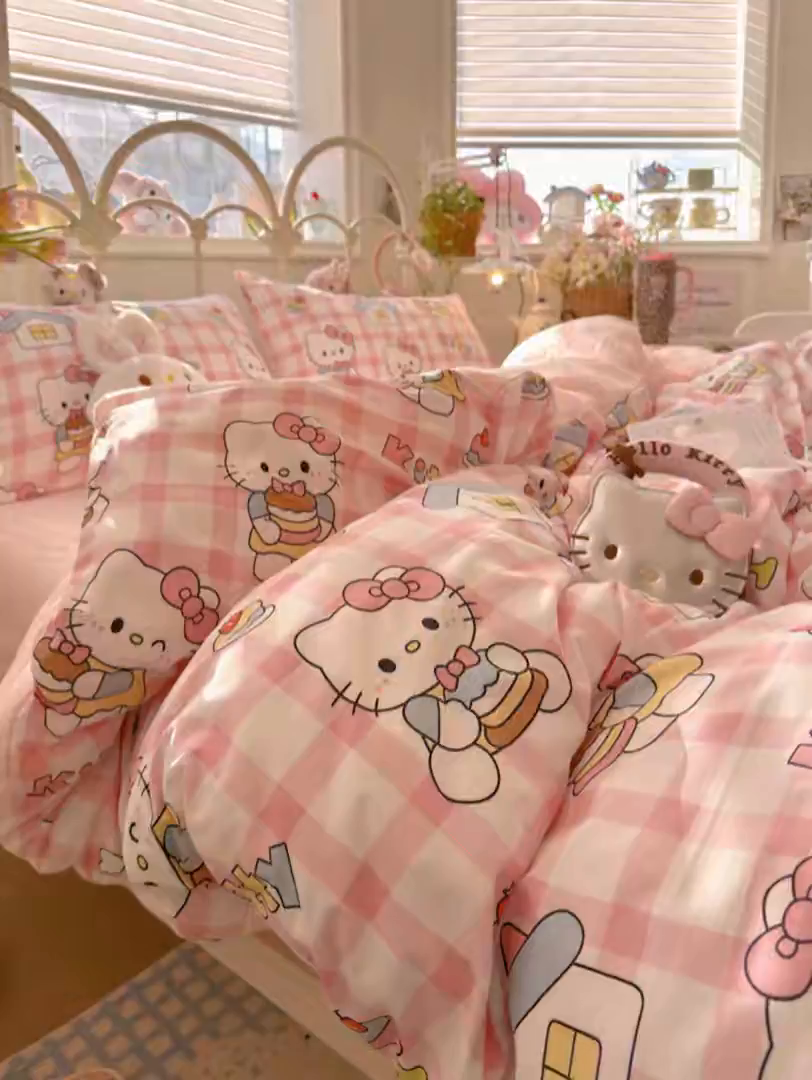 91家纺网 家纺一手货源 找家纺 卡斯诺家纺馆 2026新款卡通水洗云朵棉四件套下载文件包含买家秀 甜梦小喵