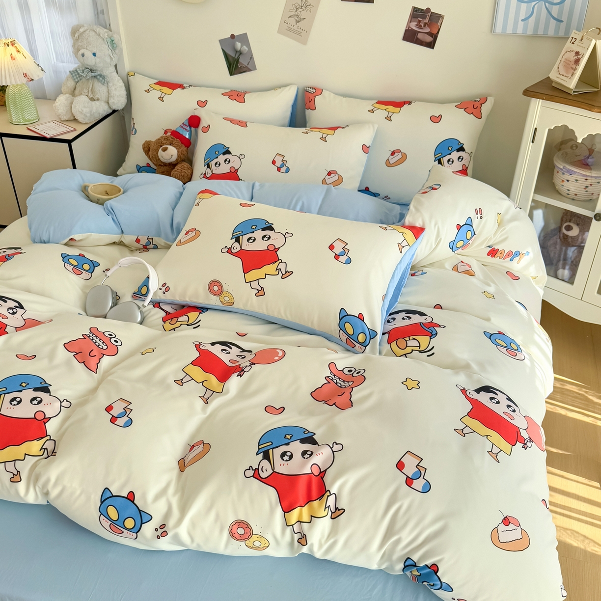 91家纺网 家纺一手货源 找家纺 卡斯诺家纺馆 2026新款卡通水洗云朵棉四件套下载文件包含买家秀 淘气小新