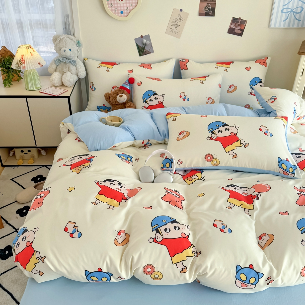 91家纺网 家纺一手货源 找家纺 卡斯诺家纺馆 2026新款卡通水洗云朵棉四件套下载文件包含买家秀 淘气小新