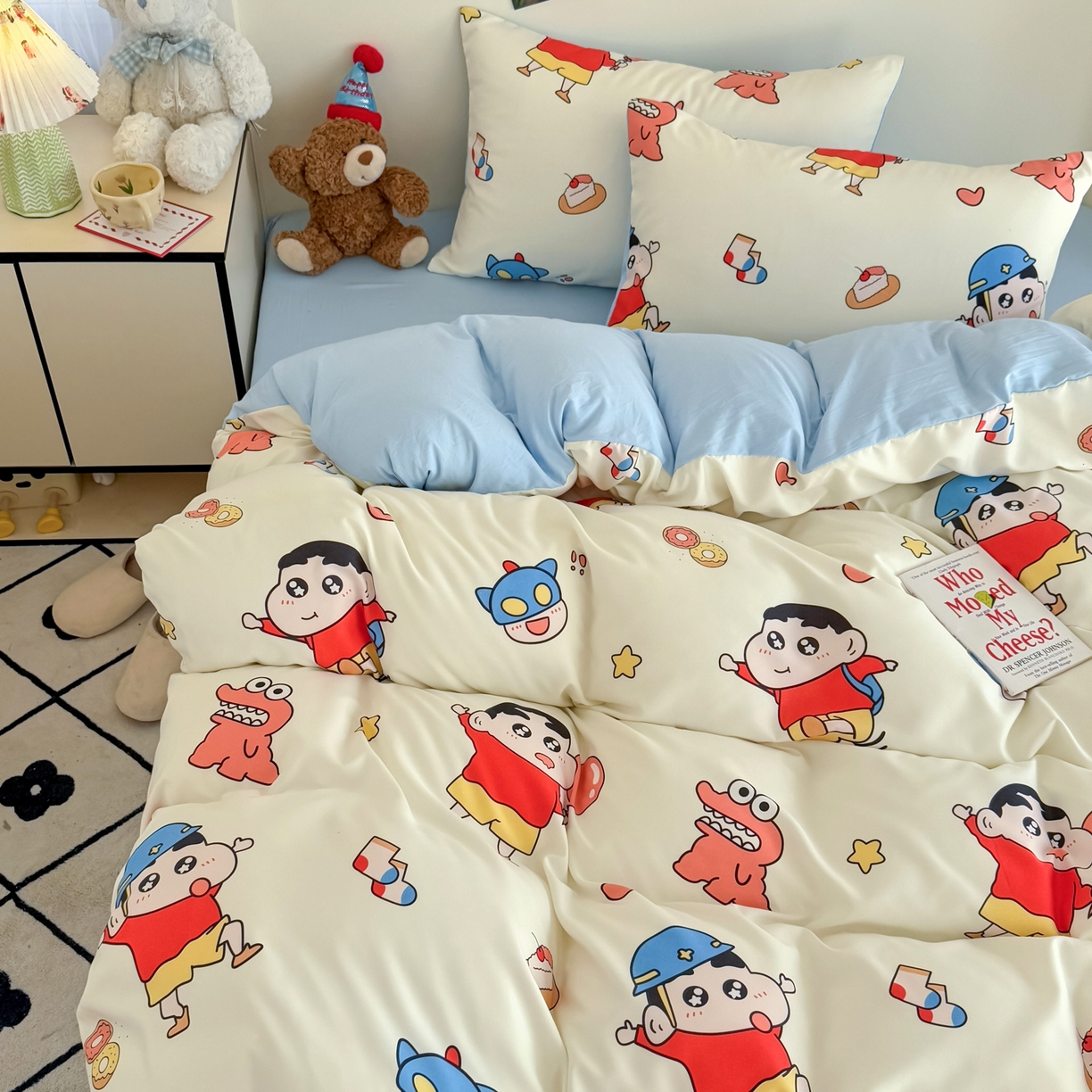 91家纺网 家纺一手货源 找家纺 卡斯诺家纺馆 2026新款卡通水洗云朵棉四件套下载文件包含买家秀 淘气小新