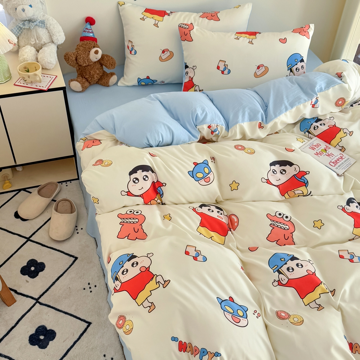 91家纺网 家纺一手货源 找家纺 卡斯诺家纺馆 2026新款卡通水洗云朵棉四件套下载文件包含买家秀 淘气小新