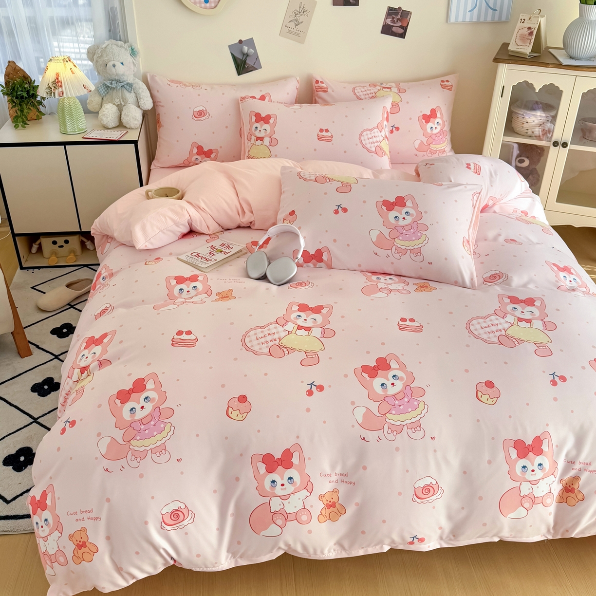 91家纺网 家纺一手货源 找家纺 卡斯诺家纺馆 2026新款卡通水洗云朵棉四件套下载文件包含买家秀 玲娜