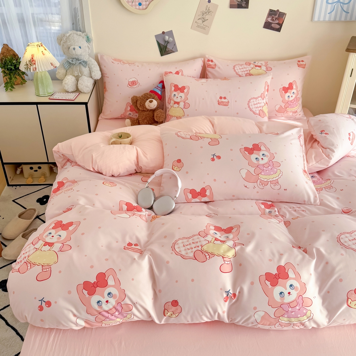 91家纺网 家纺一手货源 找家纺 卡斯诺家纺馆 2026新款卡通水洗云朵棉四件套下载文件包含买家秀 玲娜