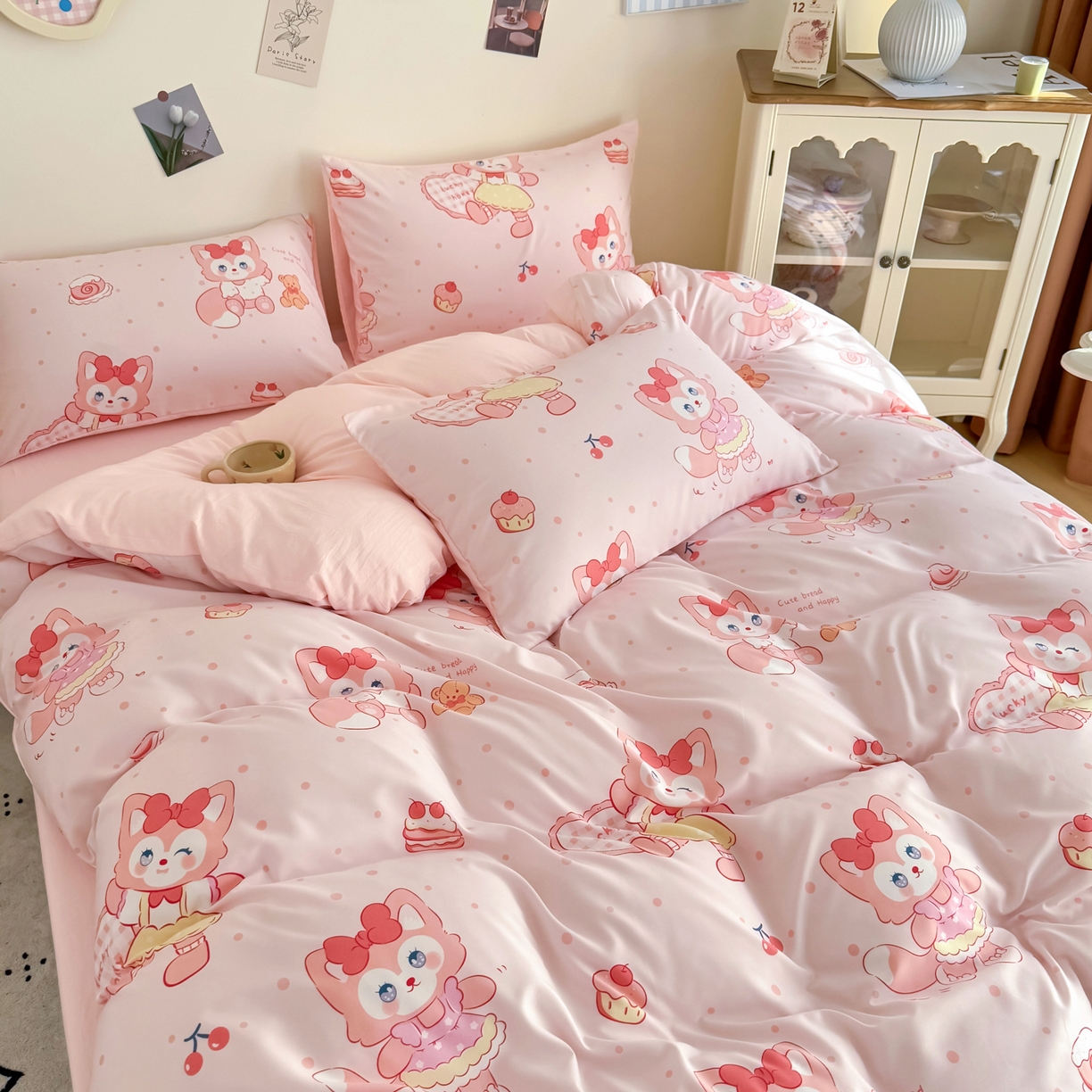 91家纺网 家纺一手货源 找家纺 卡斯诺家纺馆 2026新款卡通水洗云朵棉四件套下载文件包含买家秀 玲娜