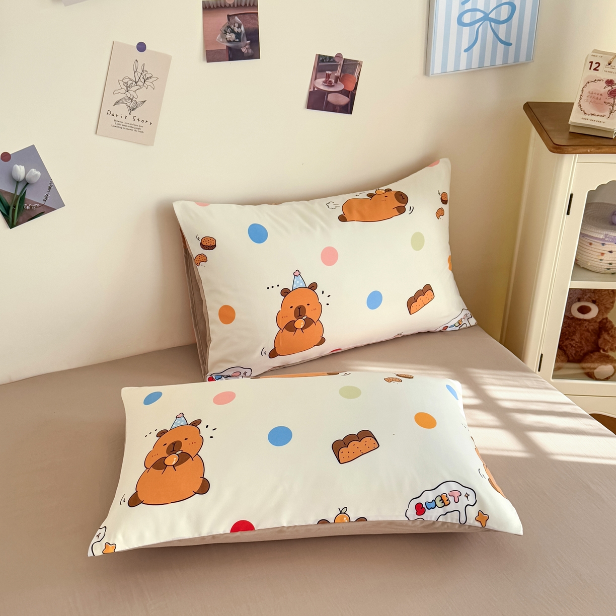 91家纺网 家纺一手货源 找家纺 卡斯诺家纺馆 2026新款卡通水洗云朵棉四件套下载文件包含买家秀 卡皮巴拉