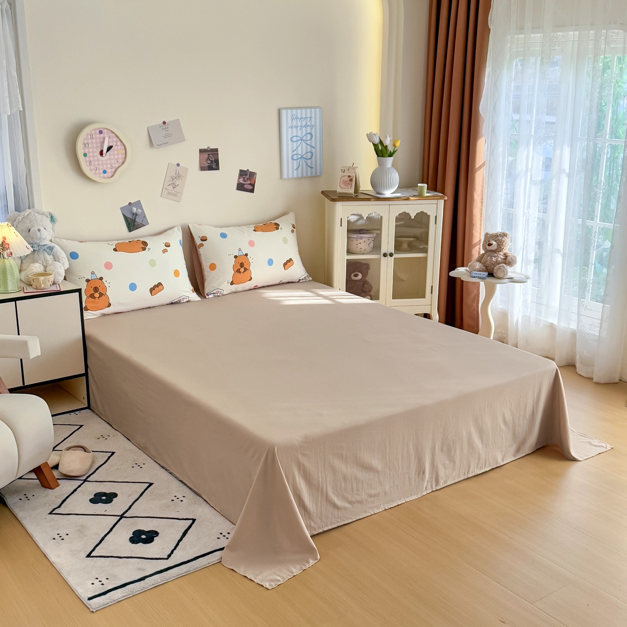 91家纺网 家纺一手货源 找家纺 卡斯诺家纺馆 2026新款卡通水洗云朵棉四件套下载文件包含买家秀 卡皮巴拉