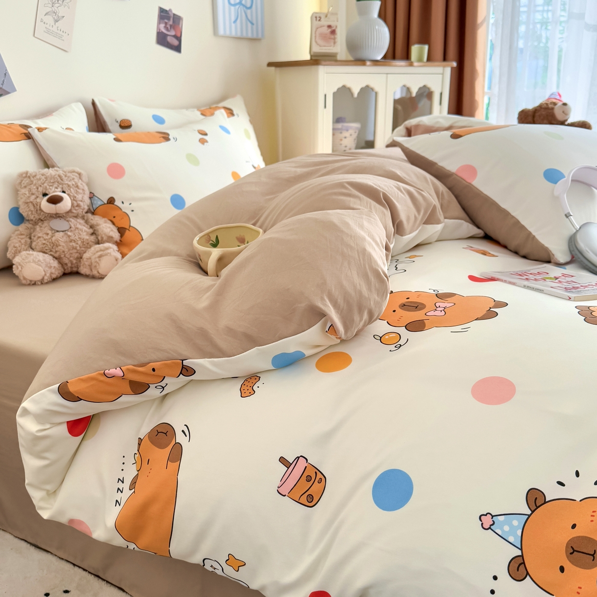 91家纺网 家纺一手货源 找家纺 卡斯诺家纺馆 2026新款卡通水洗云朵棉四件套下载文件包含买家秀 卡皮巴拉