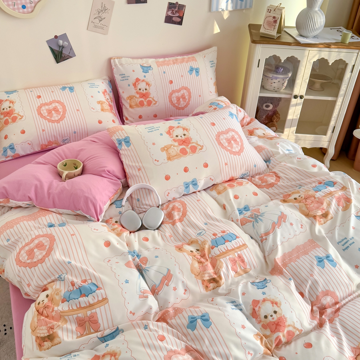 91家纺网 家纺一手货源 找家纺 卡斯诺家纺馆 2026新款卡通水洗云朵棉四件套下载文件包含买家秀 萝莉小熊